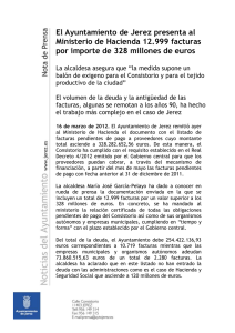 El Ayuntamiento de Jerez presenta al Ministerio de Hacienda 12.999 facturas