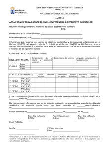 acta para informar sobre el nivel competencial o referente curricular