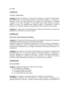 Ley 7661 - Colegio de Nutricionistas de la Provincia de Córdoba