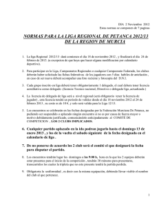 normas para la liga regional de petanca 2012/13