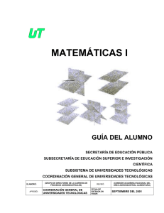 MATEMATICAS 1 - Universidad Tecnológica de la Selva