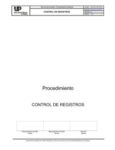 Procedimiento control registros - Universidad Politécnica de Chiapas