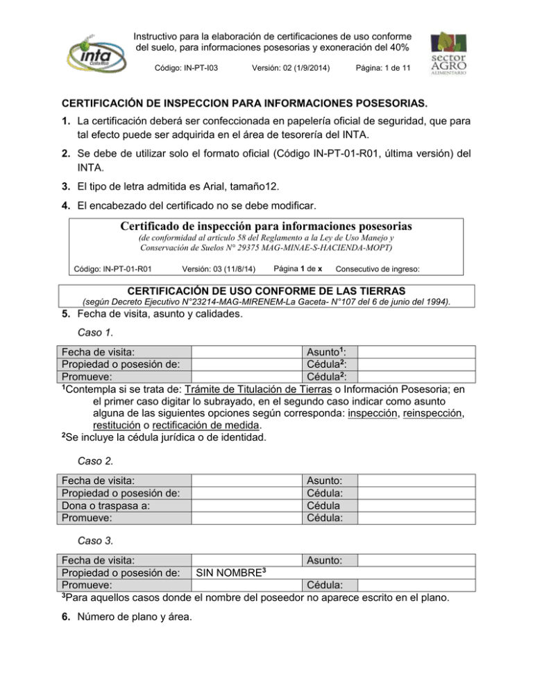 Instructivo Para La Elaboraci N De Certificaciones De Uso Conforme