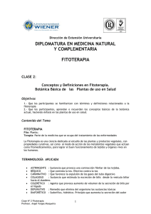 DIPLOMATURA EN MEDICINA NATURAL Y COMPLEMENTARIA  FITOTERAPIA