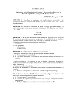 Decreto 3280/90 - Reglamentos de establecimientos asistenciales y