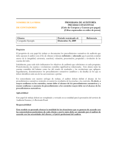 DE CONTADORES PROGRAMA DE AUDITORÍA PRUEBAS USTANTIVAS