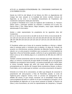 ACTA DE LA ASAMBLEA EXTRAORDINARIA DEL CONDOMINIO
