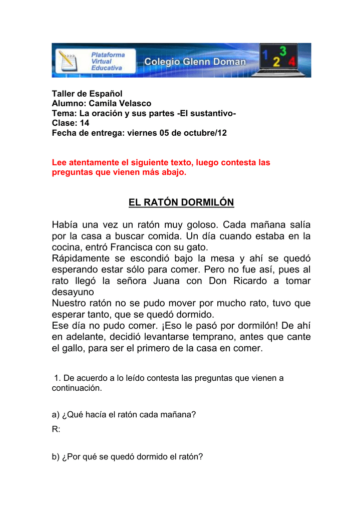 Lee Atentamente El Siguiente Texto Luego Contesta Las Preguntas