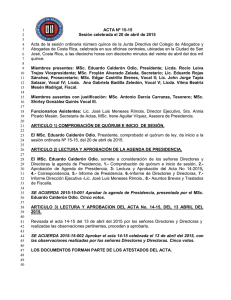 Acta Nº 15 - Colegio de Abogados y Abogadas de Costa Rica