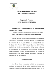 CORTE SUPREMA DE JUSTICIA SALA DE CASACIÓN CIVIL  Magistrada Ponente