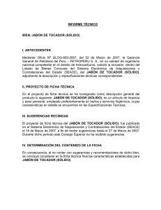 BIEN: JABÓN DE TOCADOR (SÓLIDO) I. ANTECEDENTES
