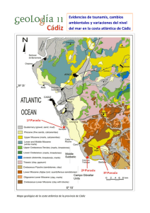 Mapa geológico de la costa atlántica de la provincia de Cádiz Corte