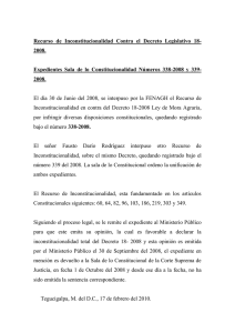 Recurso de Inconstitucionalidad Contra el Decreto Legislativo 18