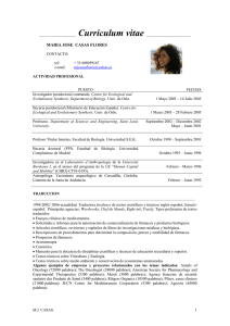 Curriculum vitae 1 M.J. CASAS MARIA JOSE CASAS FLORES