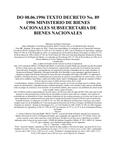 DO 08.06.1996 TEXTO DECRETO No. 89 1996 MINISTERIO DE BIENES BIENES NACIONALES