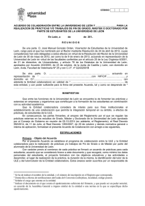 Impreso I Acuerdo de colaboración (convenio ULE