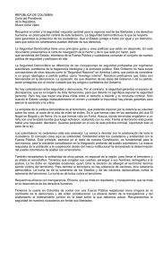 REPÚBLICA DE COLOMBIA Carta del Presidente de la República, Álvaro Uribe Vélez