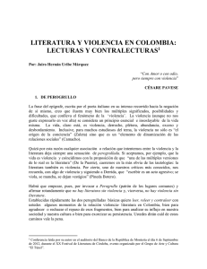 LITERATURA Y VIOLENCIA EN COLOMBIA: LECTURAS Y CONTRALECTURAS  1