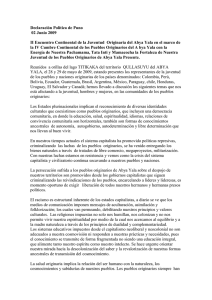 Documento de la cumbre indígena de Puno 2 de junio de 2009