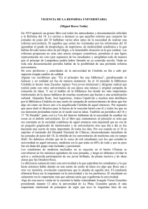 VIGENCIA DE LA REFORMA UNIVERSITARIA (Miguel Bravo Tedín)