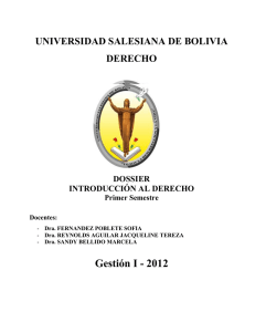 INTRODUCCIÓN AL DERECHO - Universidad Salesiana de Bolivia