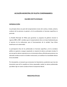 ALCALDÍA MUNICIPAL DE VILLETA CUNDINAMARCA  VALORES INSTITUCIONALES INTRODUCCIÓN