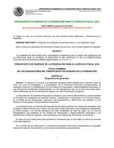 Presupuesto de Egresos de la Federación para el Ejercicio Fiscal