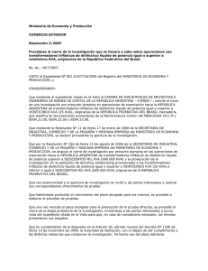 Ministerio de Economía y Producción COMERCIO EXTERIOR Resolución 2/2007