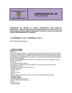República de Colombia Corte Constitucional COMUNICADO No. 04