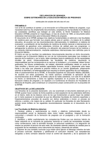 Declaración de Granada. Estandares educación médica