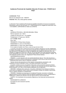 Audiencia Provincial de Castellón (Sección 2ª).Auto núm. 175/2010