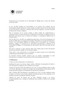 Instrucciones de la Gerencia de la Universidad de Málaga para el