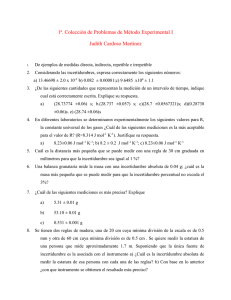 1ª. Colección de Problemas de Método Experimental I Judith Cardoso Martínez