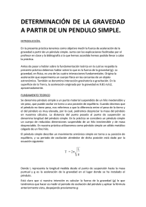 DETERMINACIÓN DE LA GRAVEDAD A PARTIR DE UN PENDULO