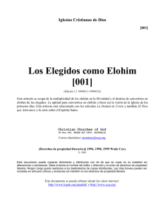 Los Elegidos como Elohim [001] - Las Iglesias cristianas de Dios
