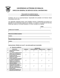 Instrumento de evaluación del supervisor de Servicio Social.