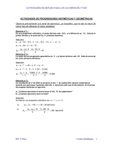 ACTIVIDADES DE PROGRESIONES ARITMÉTICAS Y