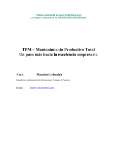 TPM – Mantenimiento Productivo Total Un paso mas hacia