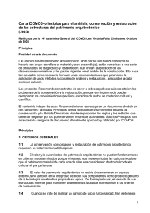 Carta ICOMOS-principios para el analisis, conservacion y restauracion