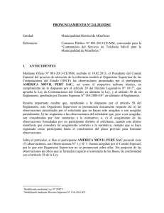 PRONUNCIAMIENTO N° 241-2013/DSU Entidad: Municipalidad