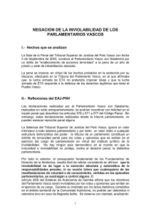 negacion de la inviolabilidad de los parlamentarios vascos - EAJ-PNB
