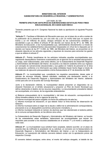 MINISTERIO DEL INTERIOR SUBSECRETARIA DE DESARROLLO REGIONAL Y ADMINISTRATIVO LEY NUM. 20.159