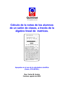 Cálculo de la notas de los alumnos de un salón de clases