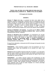 PROYECTO DE LEY No SENADO - Secretaría Distrital de Gobierno