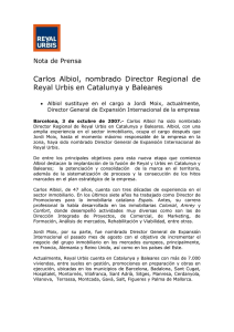 Nota de Prensa Carlos Albiol, nombrado Director Regional de Reyal