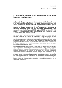 La  Comisión  propone  1.243  millones ... la región mediterránea IP/04/590