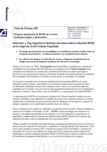 Nota de Prensa 185  en la empresa textil Yebane Española