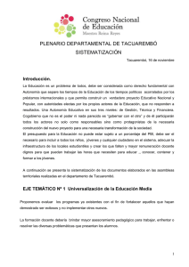 EJE TEMÁTICO Nº 1 Universalización de la Educación Media