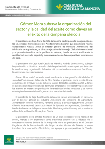 Gómez Mora subraya la organización del