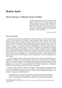 Beatriz Sarlo - Horacio Quiroga y la hipótesis técnico